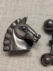 vintage KIESELSTEIN CORD belt buckle set STERLING SILVER horse-shoe 3PC western