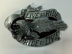 LIVE to RIDE, RIDE to LIVE Patriotic Eagle USA Motorcycle Bikers Belt Buckle