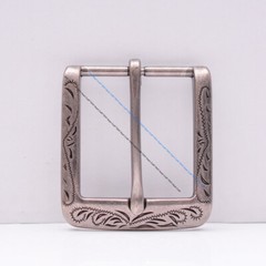 Retro Flower Carved Antique Silver Prong Pin Buckle Men Leather Belt Buckle 40mm