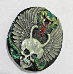 Vintage Bad Boy Skull Snake Wings Belt Buckle Indiana Metal Craft