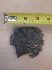 Vintage Indian Chief Native American Brass Belt Buckle Art Nouveau Style