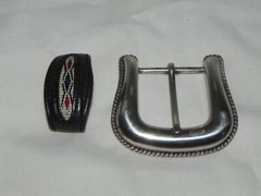 Silver Color Belt Buckle & Belt holder, Nice shape. 2-1/4&Prime;