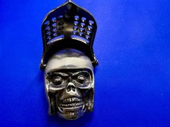 Skull Wearing Hinged Knights Helmet Medieval Figural Moving Shield Belt Buckle