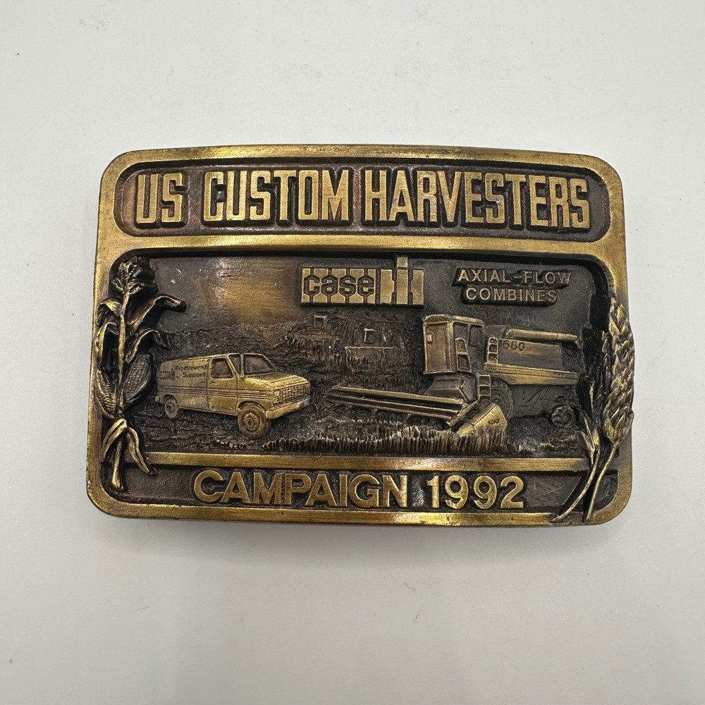 Case IH US Custom Harvesters Campaign 1992 Brass Belt Buckle Cowboy Western Farm