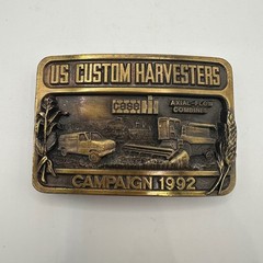 Case IH US Custom Harvesters Campaign 1992 Brass Belt Buckle Cowboy Western Farm
