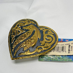 Crumrine Engraved Horse Floral Design on Heart Shape Buckle NEW with Tags