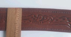 VINTAGE AUTOCAR HOOD ORNAMENT TRUCK BELT BUCKLE & Western Tooled BELT Size 34