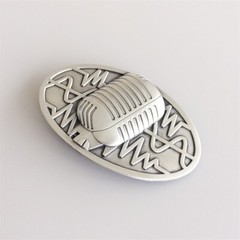 Antique Brushed Silver Microphone Music Oval Belt Buckle also Stock in the US