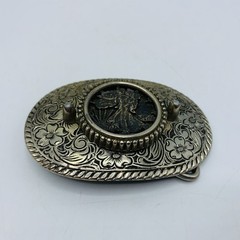 Walking Liberty Half Dollar Pewter Belt Buckle 1970s Vintage