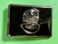 Door knocker Skull Head with Clear Rhinestone Teeth Gothic Punk Lg Belt Buckle