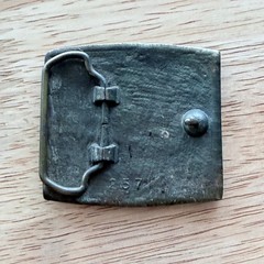 Vintage buffalo belt buckle metal brass tone 2.5×2.25 inches