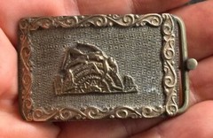 Vintage Mexico Sterling Silver 925 2 tones Woman Aztec Mayan Calendar buckle #7
