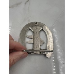 VTG Silver Tone Horseshoe Belt Buckle Mallard Duck Enameled Western Hunting
