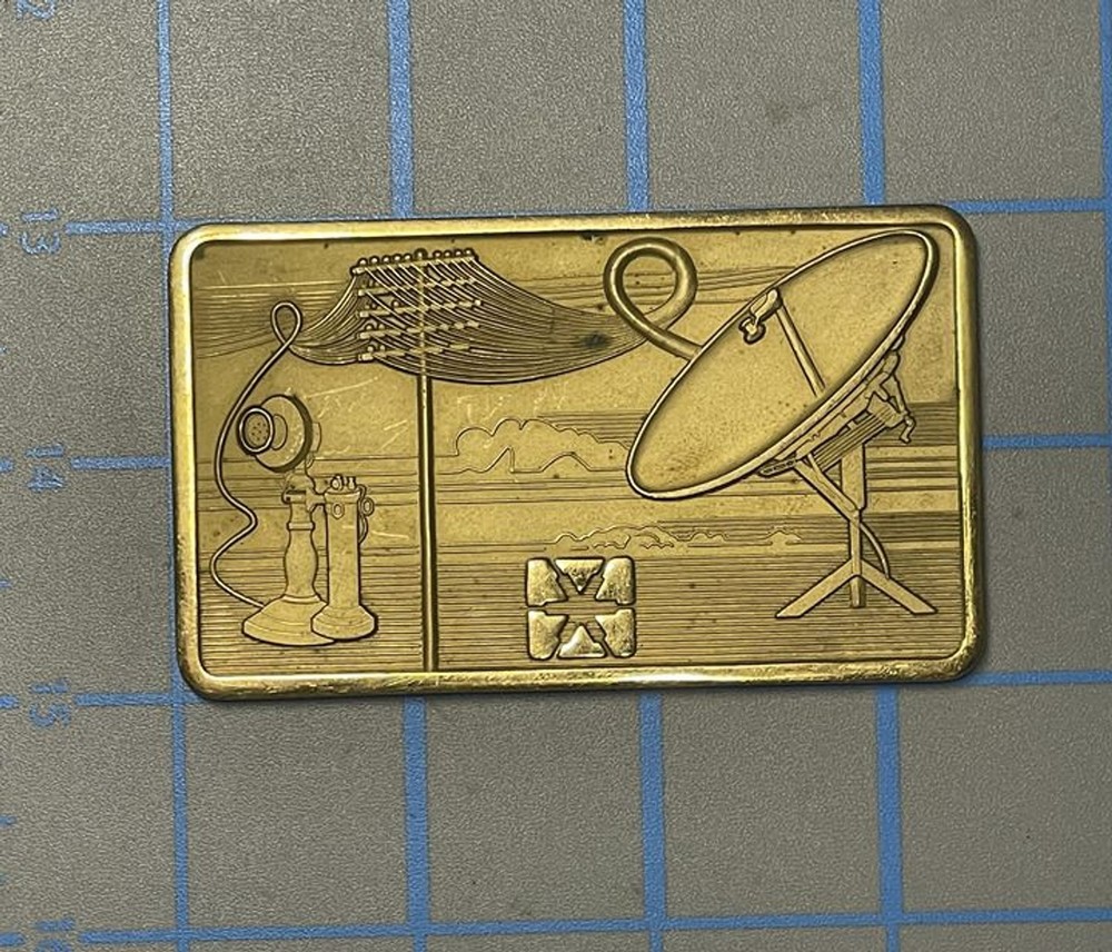 Pacific Bell Belt Buckle Vintage Telephone Line Satellite Pacbell DAMAGED