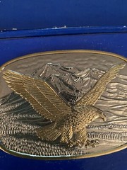 International Monetary Mint Silver Plate Flying Eagle Belt Buckle In Box No.2877
