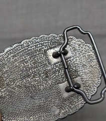 vintage DAISY belt buckle ENGRAVED western FLORAL western cowboy