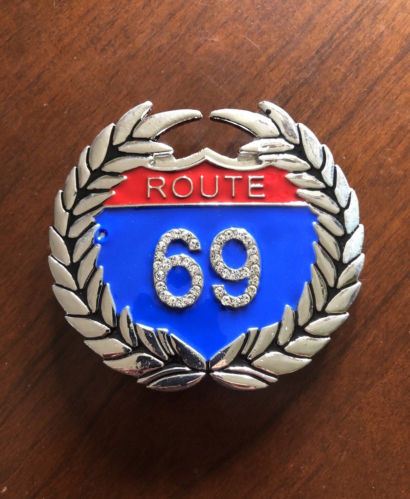 Route 69 Rhinestone Sexy Funny XXX Bar Joke Metal Unisex Men’s Belt Buckle