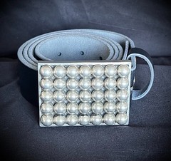 Belt Buckle Industrial Minimalist Sphere Grid Silver 2.75” OOAK Darren McNeese