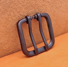 Wide Double Tongue Pin Roller Prong Pin Belt Black Buckle Fits 40MM Belt Straps