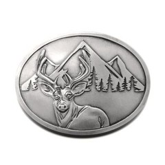 50 POINTER DEER HUNTER HUNTING BEVERAGE BEER CAN BOTTLE HOLDER BELT BUCKLE