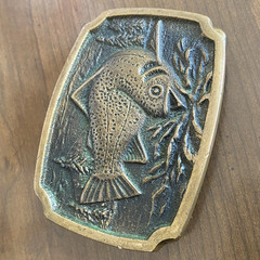 Vintage 1978 BTS Trout Brass Belt Buckle.