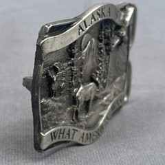 VTG 1981 Alaska Belt Buckle Wildlife Deer Eagle Mountain Western Bergamot Brass