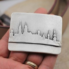 Hamburg City Silhouette Belt Buckle Skyline Metal Modern Urban Design