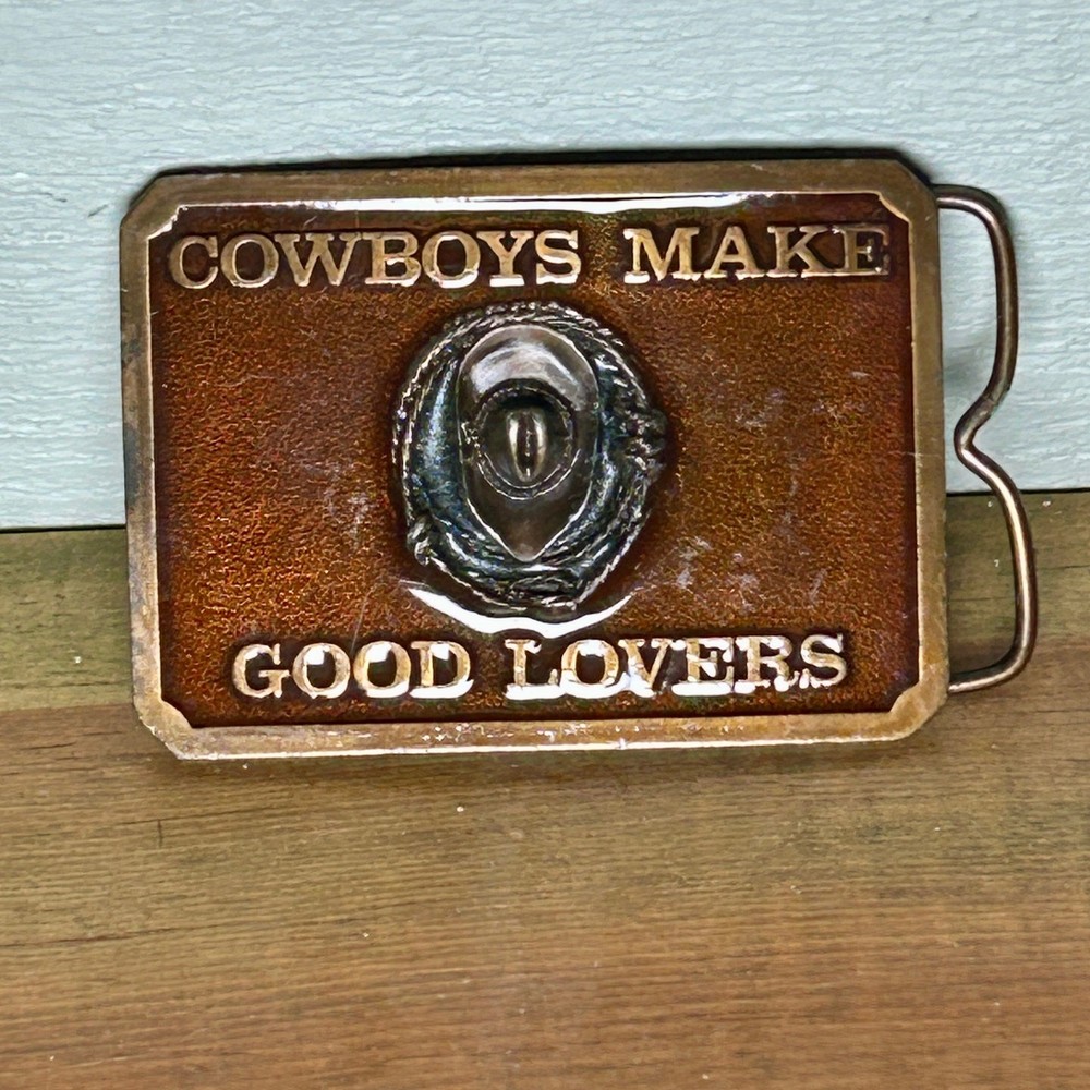 Brown SBS Inc Belt Buckle Cowboys Make Good Lovers Vintage