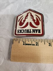 Vintage Ram Trucks Red And White Belt Buckle With Ram Logo Metal Pentagon Shape