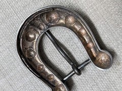 vintage KIESELSTEIN CORD belt buckle set STERLING SILVER horse-shoe 3PC western