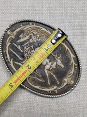 vintage DEER belt buckle INCOLAY STONE buck WESTERN cowboy NATURE hunting