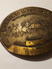 Hunting Incorporated Brass Belt Buckle Houston Deer Family Outdoor Future 1988