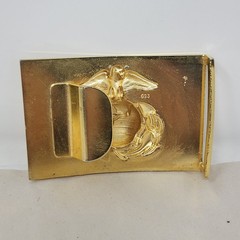 USMC Marines Brass Belt Buckle Anchor and Globe Ira Green Company G23 3&Prime;
