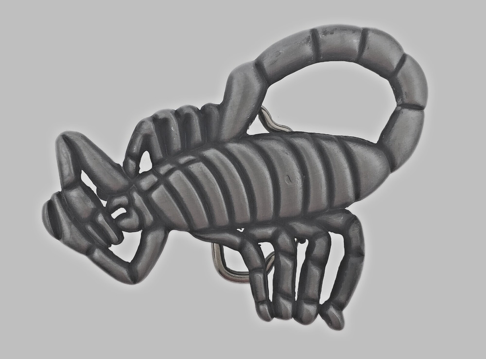 Scorpion Belt Buckle Zodiac Vintage Men Antiqued Brushed Gray Metal Western Gift