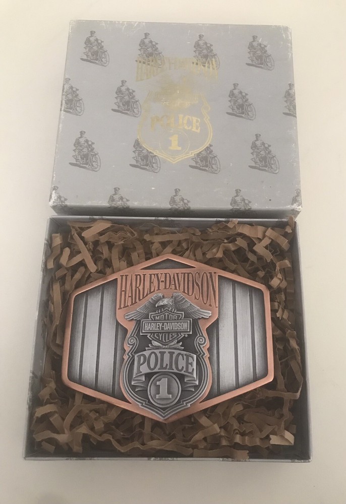 1994 Harley Davidson POLICE 1 Belt Buckle On Patrol Since 1909 RARE / NOS in Box