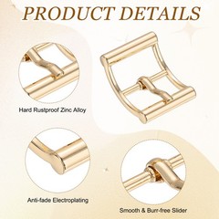 4Pcs Single Prong Belt Buckle 0.75&Prime; ID Curved Bow Buckle for Shoes, Light Gold