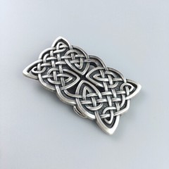 Vintage Silver Plated Rectangle Celtic Braided Cross Knot Belt Buckle