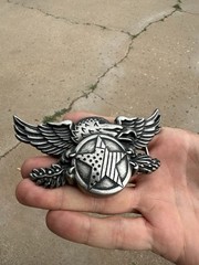 Men’s American Eagle Belt Buckle with Stars and Stripes Silver Plating Vintage
