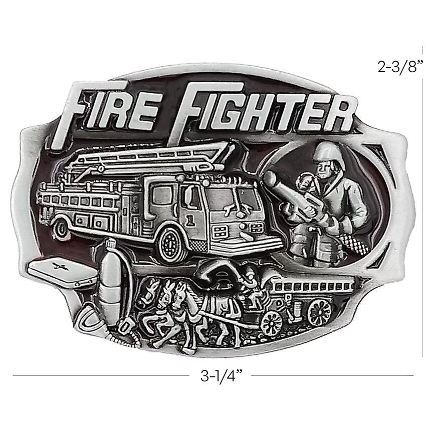 Fire Department Dept ENGINE TRUCK Belt Buckle Fire Fighter FD Red Cross