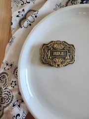Oden Inc Western Engraved Plate Belt Buckle Gold Tone Antique Finish
