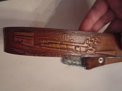 TRAIN THEME BELT BUCKLE – HEAVY WITH MATCHING TRAIN THEME DESIGN LEATHER BELT