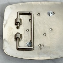 Rhinestone Studded X Letter Initial Monogram Silver Tone Belt Buckle