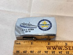 VTG U.S.S. Sierra AD-18 Belt Buckle Military Style WW2 Naval Destroyer Tender