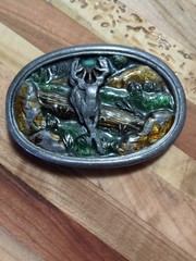 Vintage Bergamot Deer Metal Belt Buckle #G-146 Glossy Colors 1983 Made In USA
