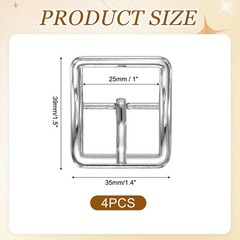 4Pcs Single Prong Belt Buckle 1&Prime; ID Curved Bow Buckle for Belt, Silver