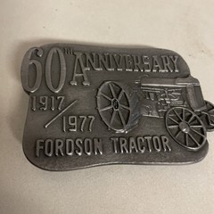 (1977) 60TH ANNIVERSARY FORDSON TRACTOR BELT BUCKLE – HEAVY METAL -2.5” x 3.25”