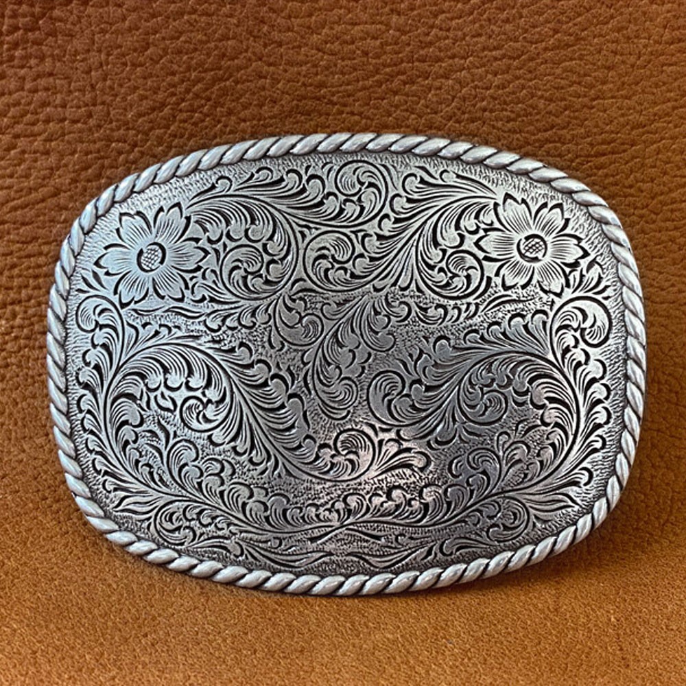 Western Antique Floral Engraved Rope Edge Design Belt Buckle fits 1-1/2&Prime;(38mm)##