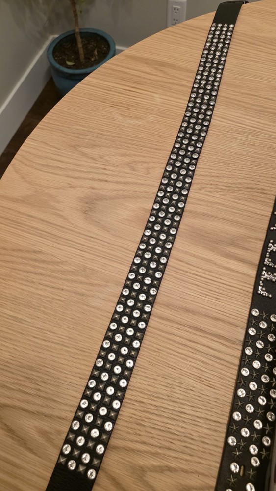 DIABLO ディアブロ Diavlo JAPAN Pierced Studded Rhinestone Black Leather Belt