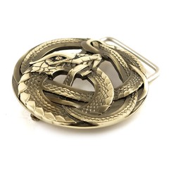 German silver belt buckle Ouroboros, World Serpent, Scandinavian, Nordic, Celtic
