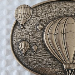 Vintage Belt Buckle Hot Air Balloon Award Design Metals Solid Brass Never Used